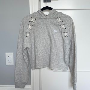 PINK Lightweight Cut-out Cropped Sweatshirt